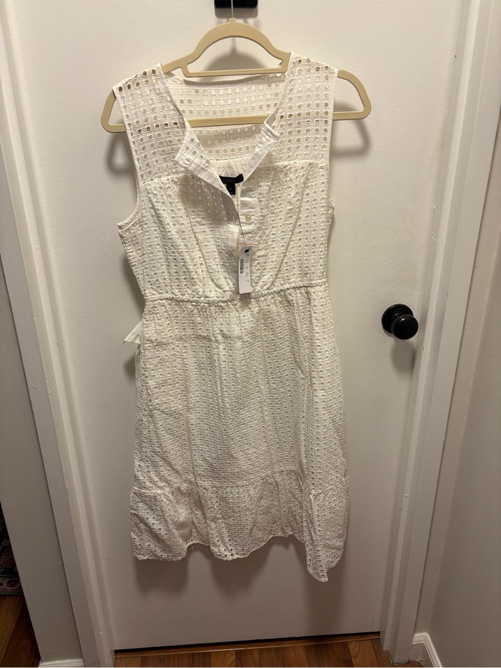 J. Crew White Eyelet Sleeveless Midi Dress